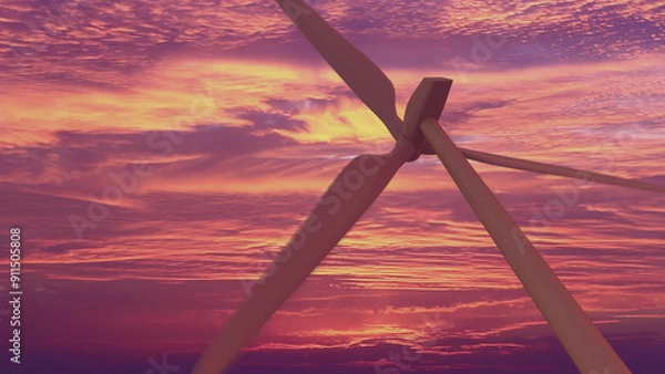 Fototapeta Electric Ecology Exhibition: 3D Simulation of Wind Turbine Technology in Use
