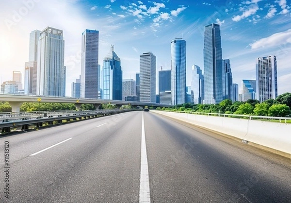 Fototapeta Urban Cityscape Background With Modern Skyline in Metropolitan Environment