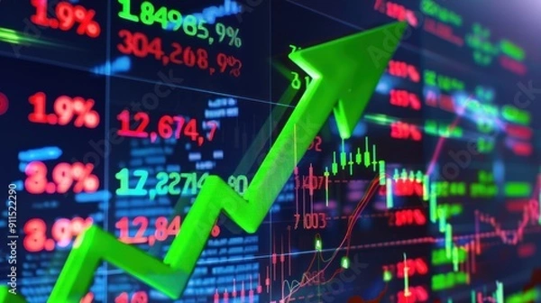 Fototapeta Financial Growth and Digital Data Visualization