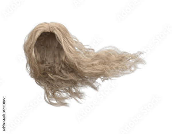 Fototapeta 3d render soft curl wavy long blonde hair isolated