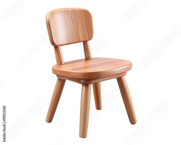 Fototapeta 3D Modern Wooden Chair with a simple and elegant design, suitable for any room. Isolated on transparent background, png.