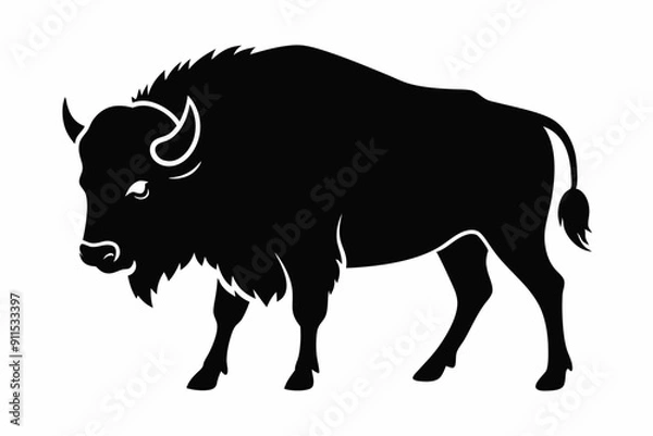 Fototapeta Bison buffalo vector silhouette, bison icon