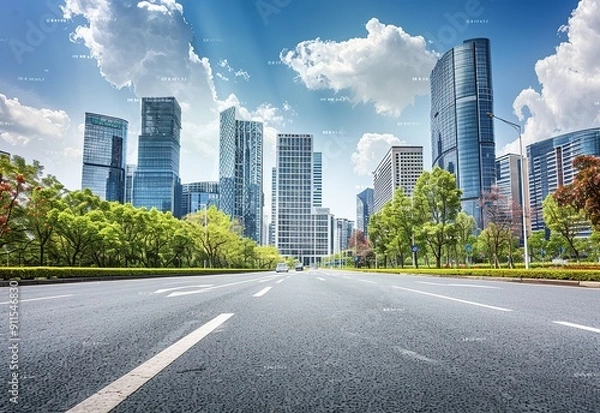 Fototapeta Urban Cityscape Background With Modern Skyline in Metropolitan Environment