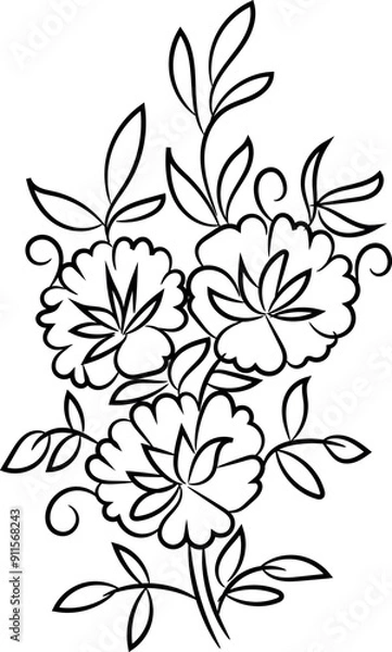Fototapeta Hand-drawn simple blooming apple tree flower outline
