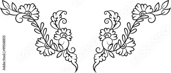 Fototapeta Hand-drawn simple blooming apple tree flower outline