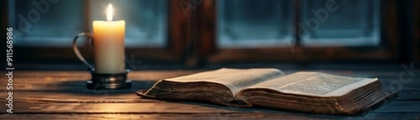 Obraz A cozy study with a collection of traditional literary papers scattered on a wooden desk, warm light filtering in, photorealistic, rich textures, timeless literature