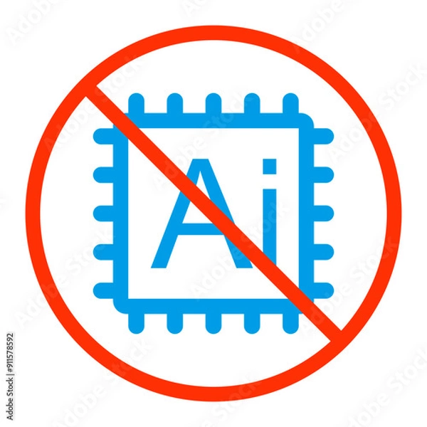 Fototapeta ban on artificial intelligence, featuring a blue