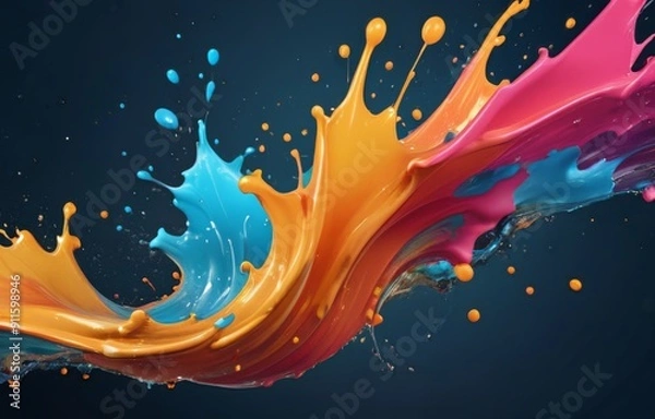 Fototapeta Colourful liquid paint splashes.