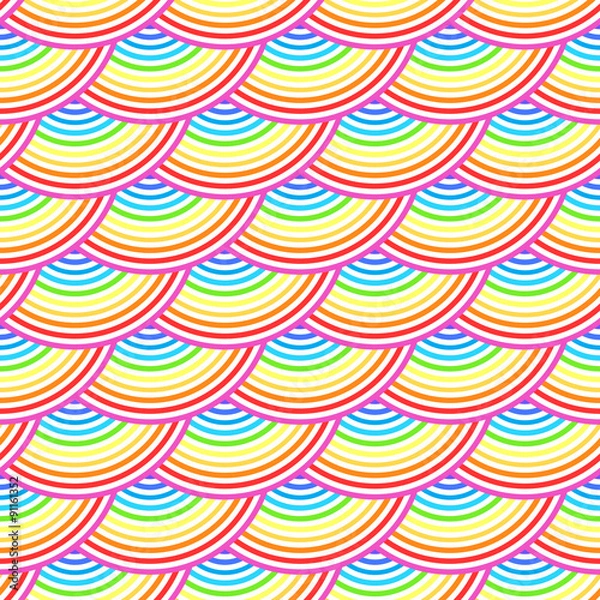 Fototapeta Rainbow fish scales vector seamless pattern