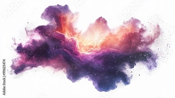 Obraz Png galaxy sticker, 3D rendering, transparent background