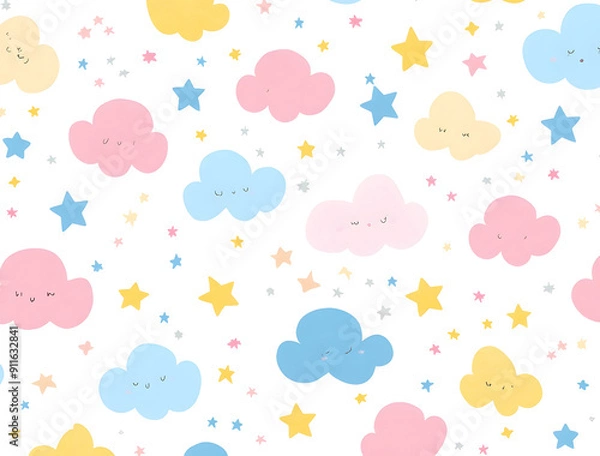 Fototapeta Dream cute stars seamless pattern background design