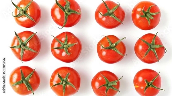 Fototapeta   Nine halved tomatoes, ready for cutting into smaller sizes
