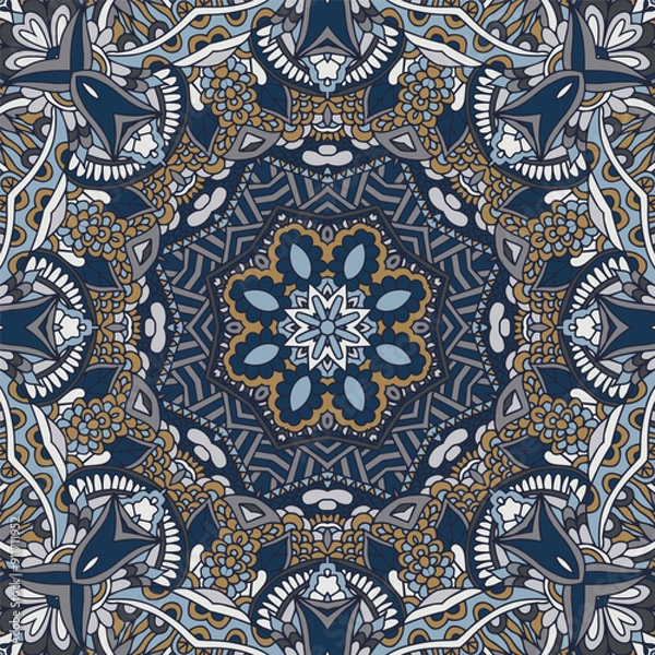 Obraz Medallion doodle Boho style ornaments. Festive Colorful seamless vector pattern ornamental psychedelic