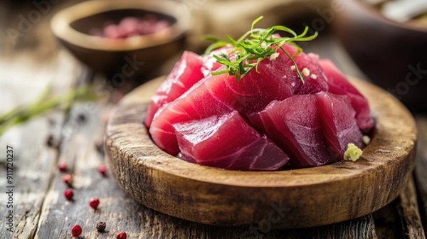 Obraz Tuna sashimi with rusting plating