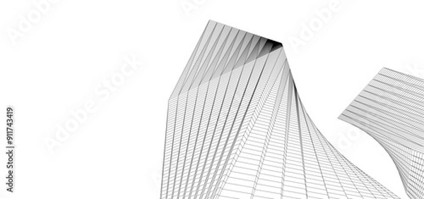 Fototapeta architectural sketch drawing 3d rendering 