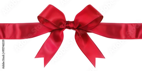 Fototapeta Red ribbon and bow realistic illustration
