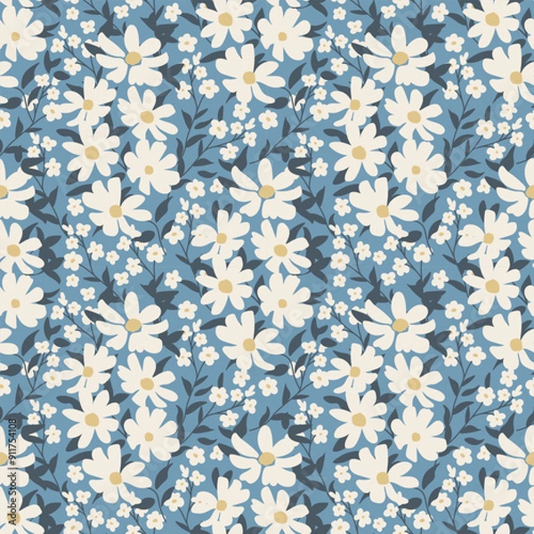 Fototapeta Seamless daisy vector decorative pattern