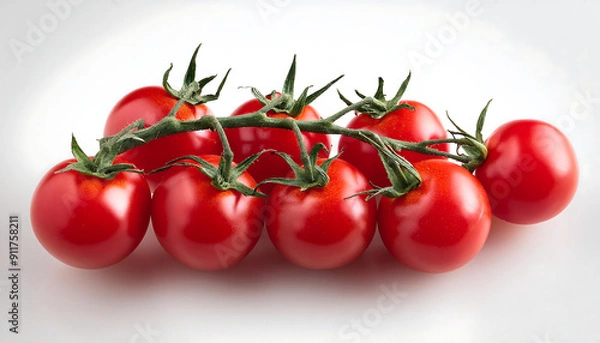 Obraz A cluster of cherry tomatoes on a white background
