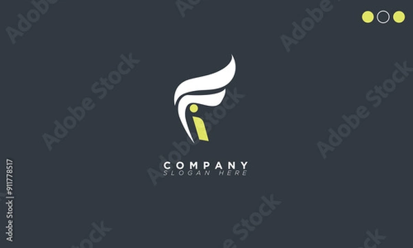 Fototapeta  FI Alphabet letters Initials Monogram logo IF, F and I