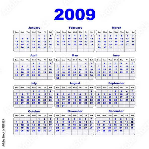 Obraz calendar 2009