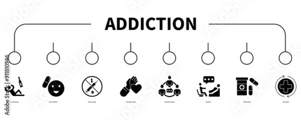 Fototapeta addiction banner web icon vector illustration concept