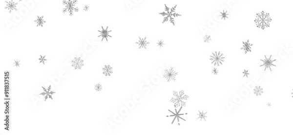 Fototapeta Magical Snowfall: Brilliant 3D Illustration Showcasing Descending Christmas Snowflakes