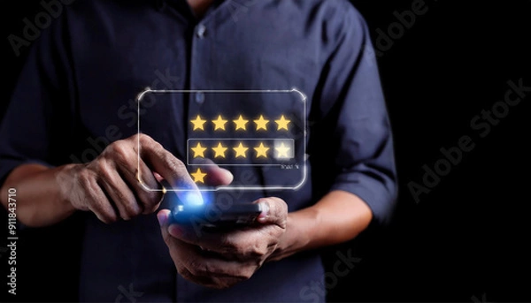 Fototapeta Enhancing Customer Experience: Feedback and Ratings through Smartphone Technology