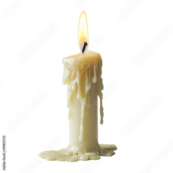 Obraz A Lit Wax Candle With No Background