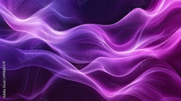 Fototapeta Purple neon waves flowing in an abstract pattern, creating a captivating background.