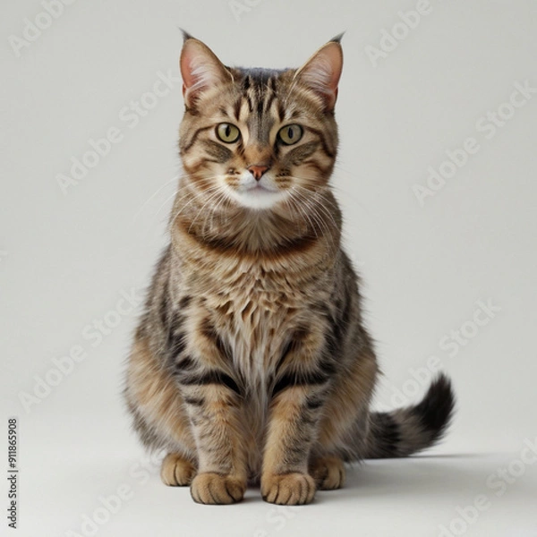 Obraz 座っている可愛いキジトラ猫
