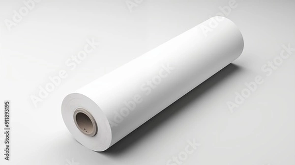 Fototapeta A roll of white paper on a light background, showcasing its cylindrical shape and smooth texture.