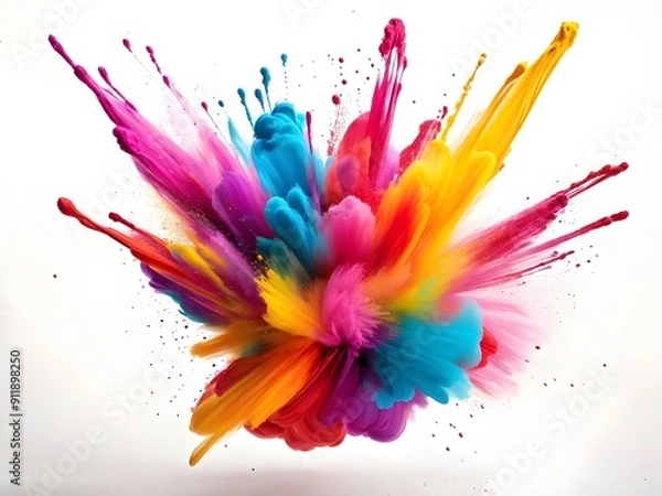 Fototapeta Vibrant Colorful Rainbow Powder Paint Splatter Explosion Background