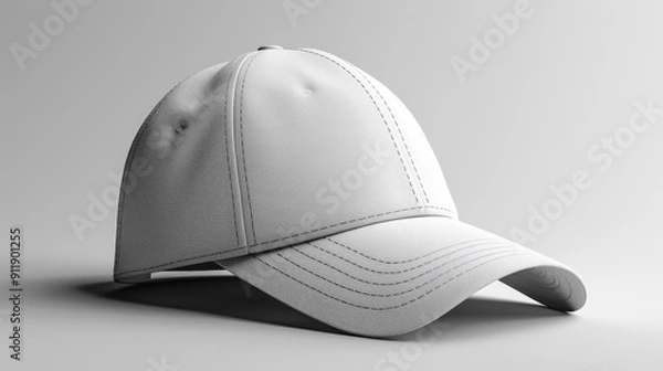 Fototapeta A white baseball cap mockup with a clean, minimal background.