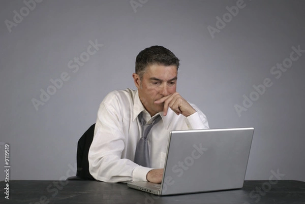 Obraz Businessman Looks at Computer