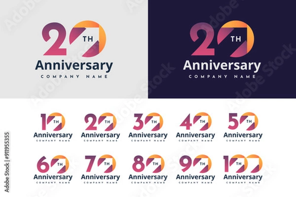 Fototapeta Set 10 20 30 to 100 years anniversary logo concept design