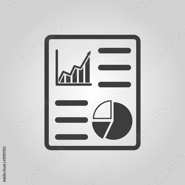 Fototapeta The business report icon. Audit and analysis, document, plan symbol. Flat