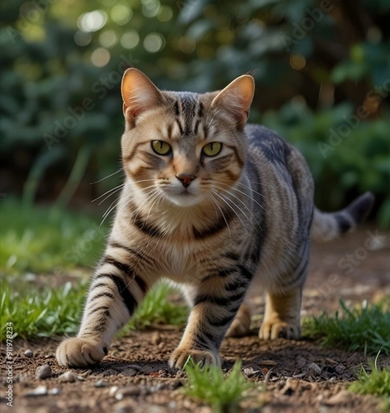 Obraz Domestic cats have an instinct by nature to hunt small garden birds