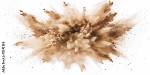 Fototapeta A forceful explosion of tan powder dispersing in a dynamic pattern
