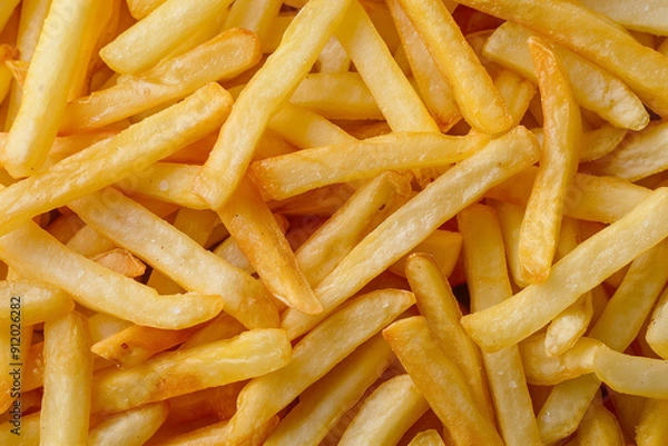 Fototapeta Full frame of French fries. Top view. Generative AI