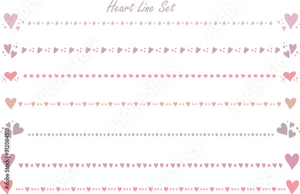 Fototapeta 手描きのハートのラインセット