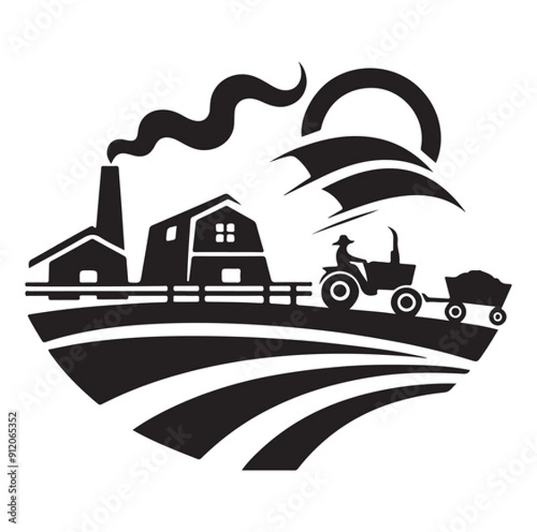 Fototapeta Farm animal logo design vector silhouette.