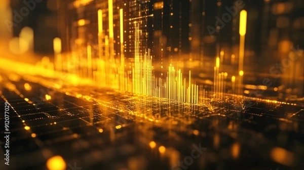 Fototapeta Golden Abstract Data Flow.