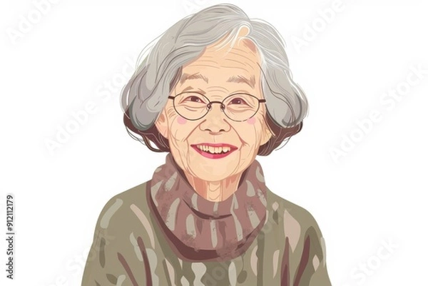 Obraz 笑顔の日本人のおばあちゃん（おばあさん・祖母・終活・シニア・老後・老後資金）
