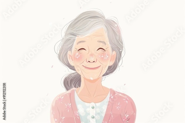 Fototapeta 笑顔の日本人のおばあちゃん（おばあさん・祖母・終活・シニア・老後・老後資金）