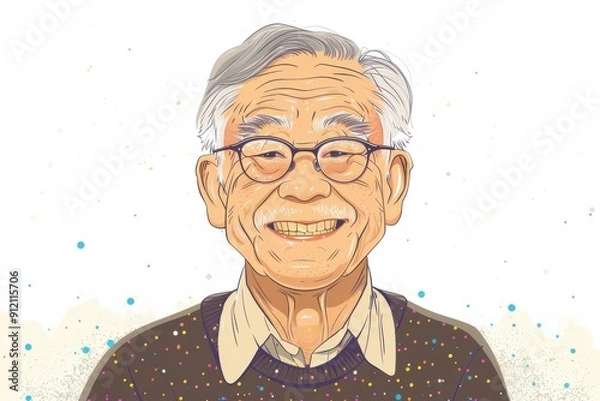 Fototapeta 笑顔の日本人のおじいちゃん（おじいさん・祖父・リタイア・終活・シニア・老後・老後資金）