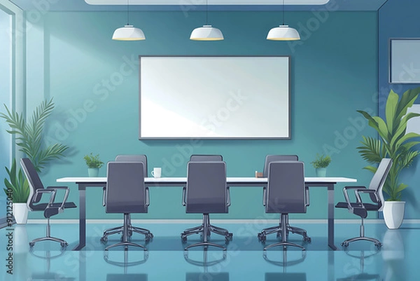 Fototapeta Empty Conference Room with Blank Presentation Screen