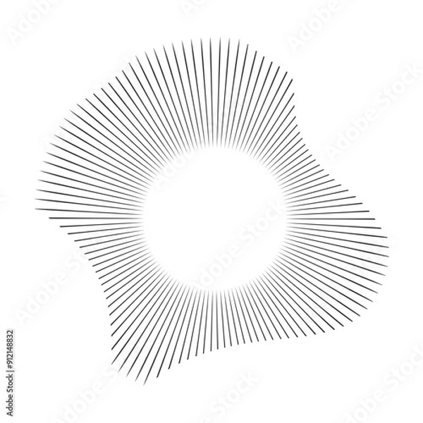 Fototapeta Concentric audio rhythm line radial circle sound wave dynamic set. Radial signal, pulse or vibration element. Depicting audio music.