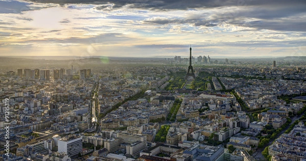 Fototapeta HDR Panoramic view  of Paris.