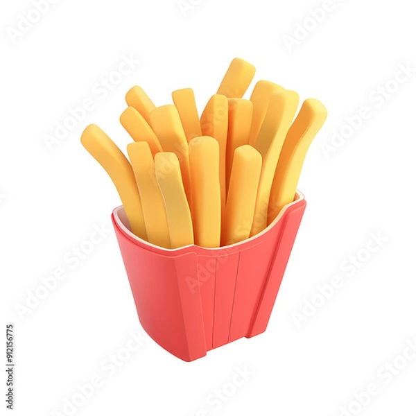 Fototapeta french fries 3d realistic icon illustration isolated on transparent background