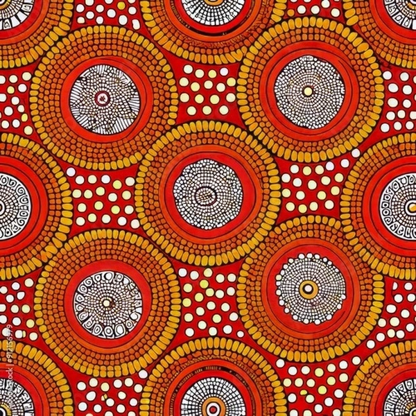 Fototapeta Seamless pattern of Ethiopian crosses and motifs